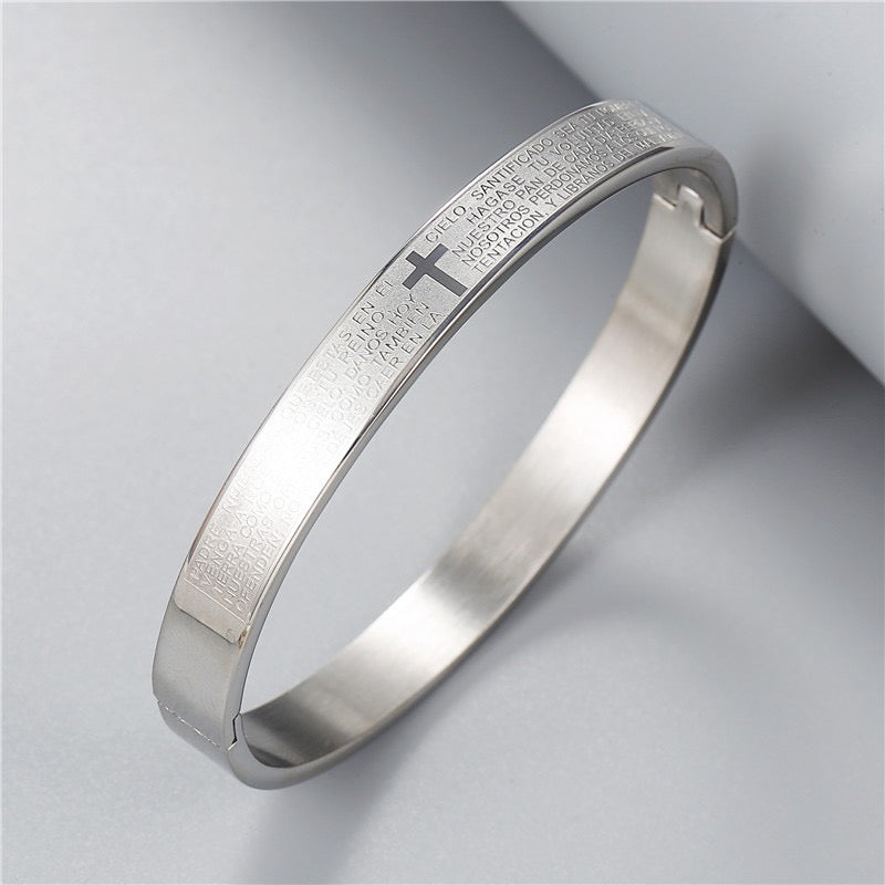 5pcs/lot Bible Stainless Steel Bangle for Men and Women Silver-5pcs Men Bracelets Charms Beads Beyond
