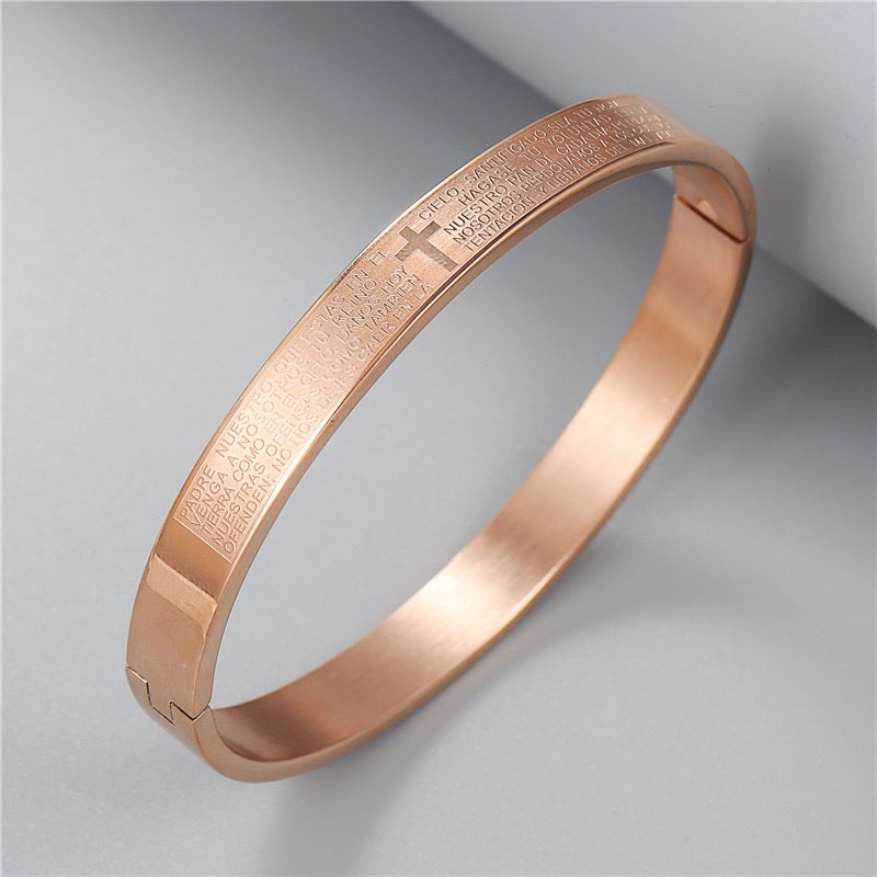 5pcs/lot Bible Stainless Steel Bangle for Men and Women Rose Gold-5pcs Men Bracelets Charms Beads Beyond