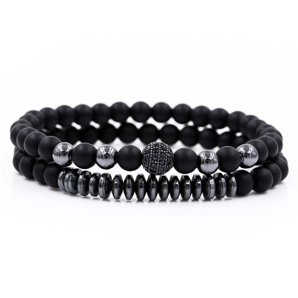 5 sets/lot CZ Paved Arrow Black Matte Stone Bracelets Men Bracelets Charms Beads Beyond