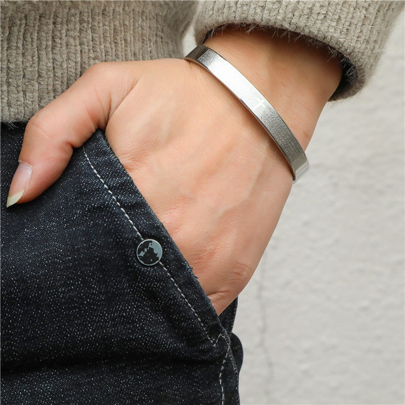 5pcs/lot Bible Stainless Steel Bangle for Men and Women Men Bracelets Charms Beads Beyond