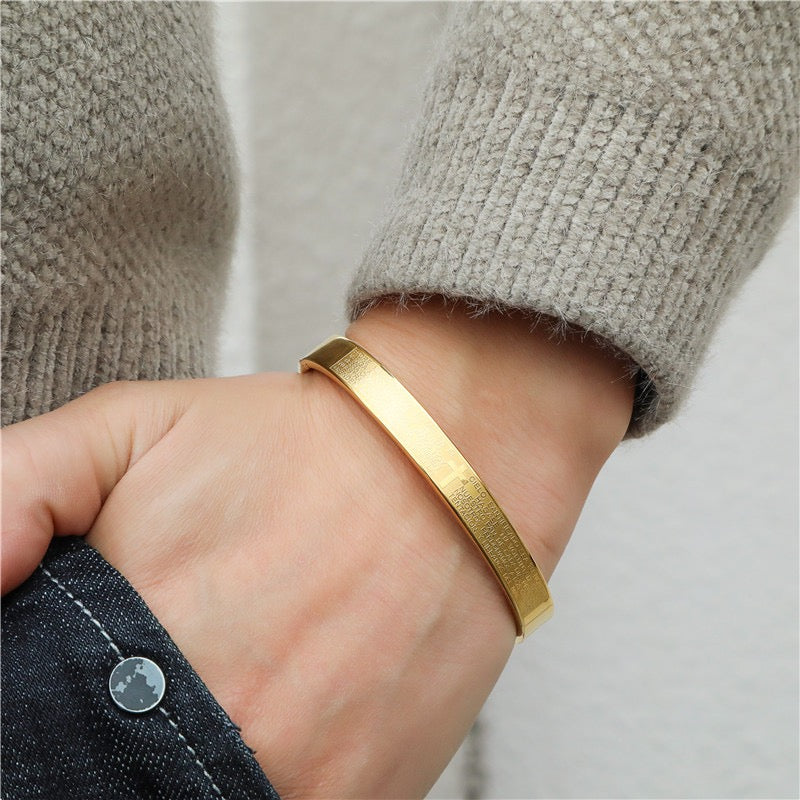 5pcs/lot Bible Stainless Steel Bangle for Men and Women Men Bracelets Charms Beads Beyond
