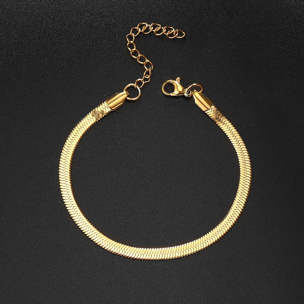10pcs/lot 3/4/5mm Adjustable Gold Plated Stainless Steel Snake Chain Bracelets Women Bracelets Charms Beads Beyond