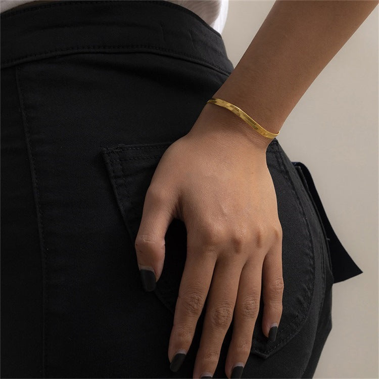10pcs/lot 3/4/5mm Adjustable Gold Plated Stainless Steel Snake Chain Bracelets Women Bracelets Charms Beads Beyond