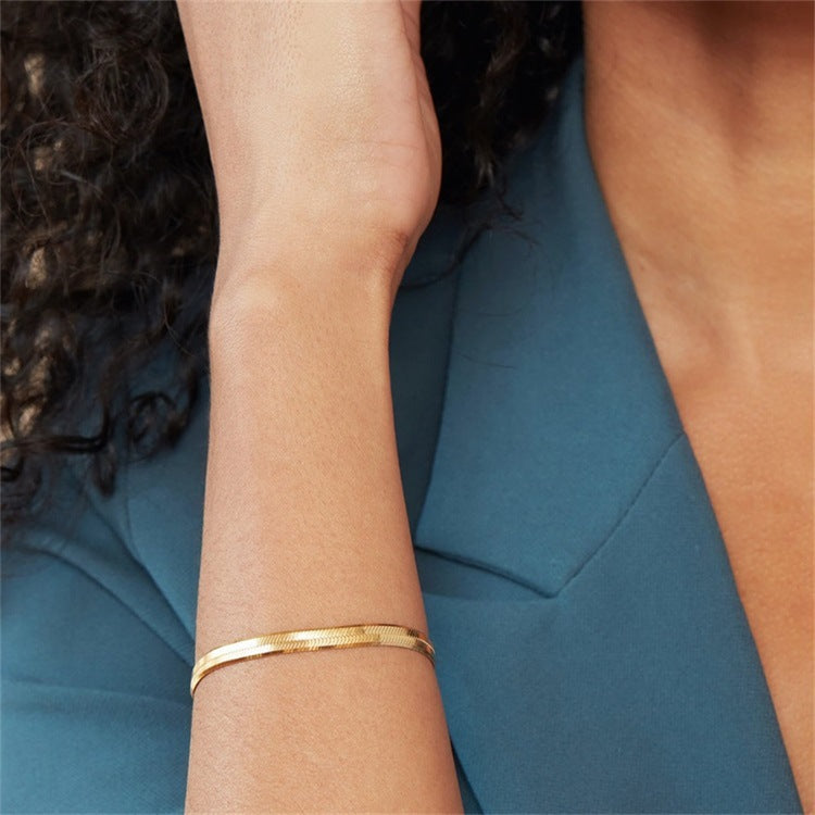 10pcs/lot 3/4/5mm Adjustable Gold Plated Stainless Steel Snake Chain Bracelets Women Bracelets Charms Beads Beyond