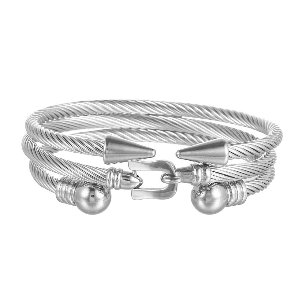3pcs/set Stainless Steel Belt Bangle Open Bangle Set for Men Silver Set Men Bracelets Charms Beads Beyond