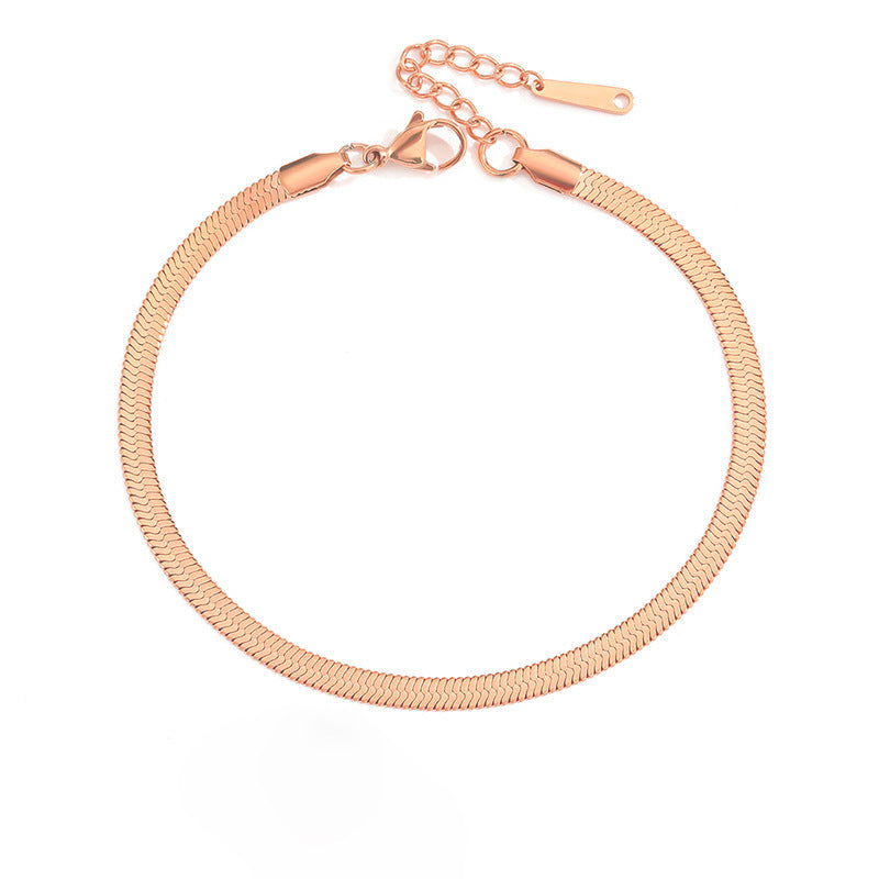 10pcs/lot 3/4/5mm Adjustable Gold Plated Stainless Steel Snake Chain Anklets Women Bracelets Charms Beads Beyond