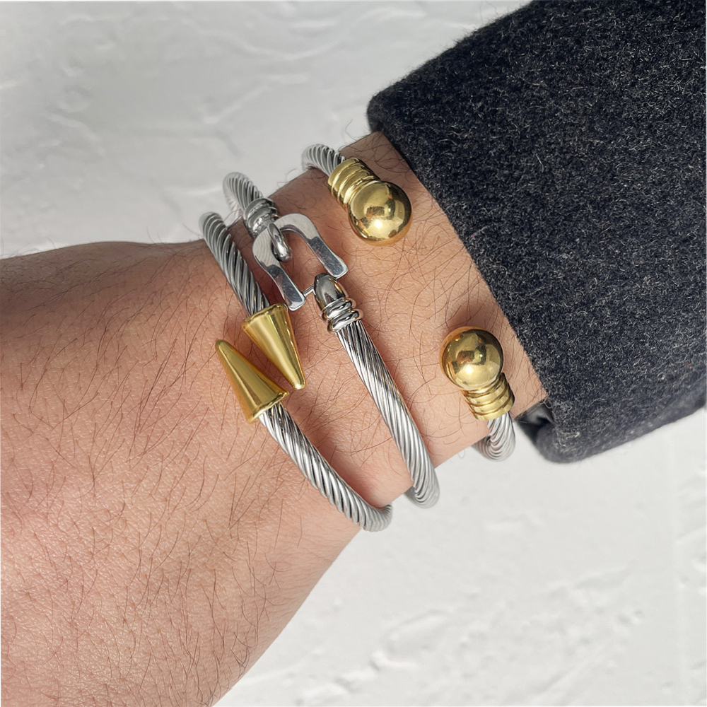 3pcs/set Stainless Steel Belt Bangle Open Bangle Set for Men Men Bracelets Charms Beads Beyond