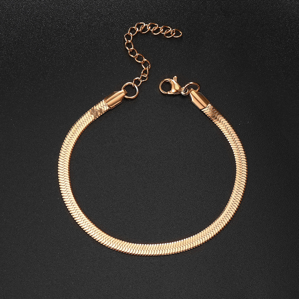 10pcs/lot 3/4/5mm Adjustable Gold Plated Stainless Steel Snake Chain Bracelets Women Bracelets Charms Beads Beyond