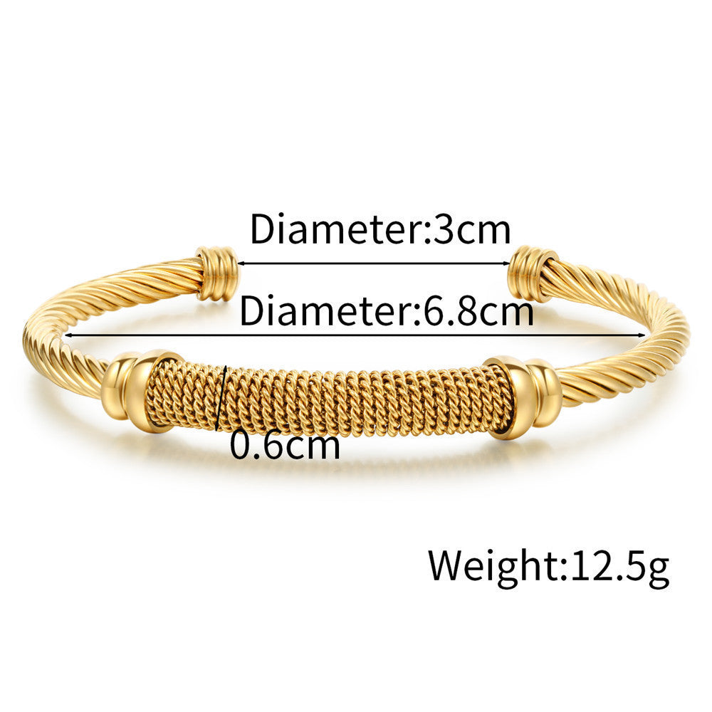 5pcs/lot Stainless Steel Rope Open Bangle for Women Women Bracelets Charms Beads Beyond