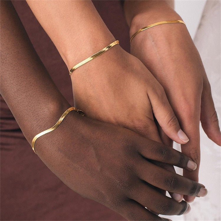 10pcs/lot 3/4/5mm Adjustable Gold Plated Stainless Steel Snake Chain Bracelets Women Bracelets Charms Beads Beyond