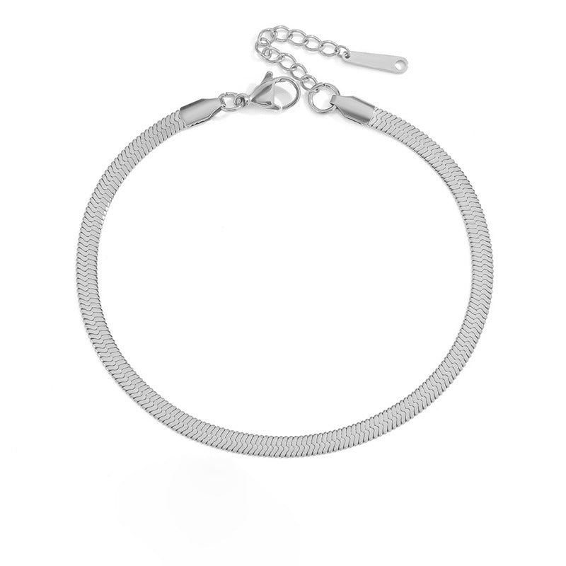 10pcs/lot 3/4/5mm Adjustable Gold Plated Stainless Steel Snake Chain Anklets Women Bracelets Charms Beads Beyond