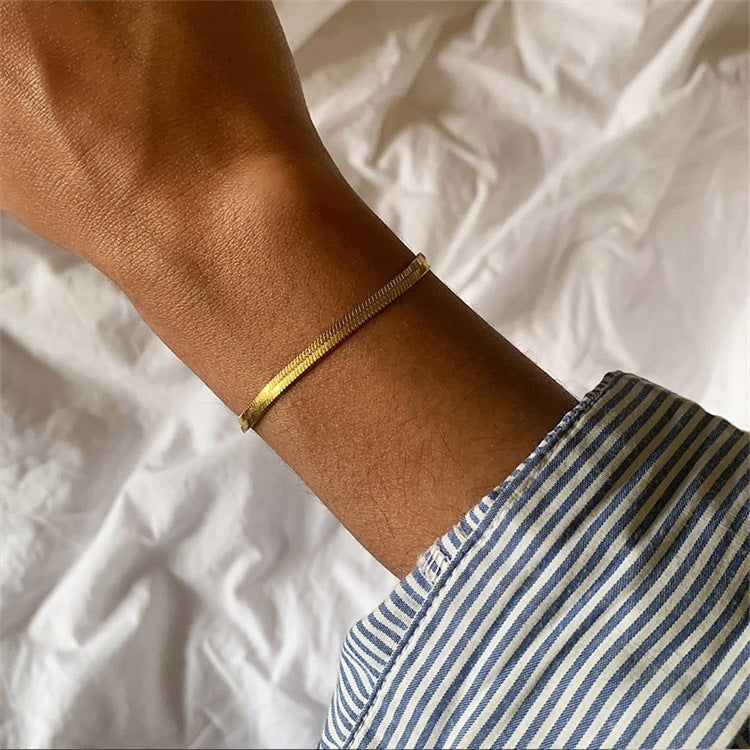 10pcs/lot 3/4/5mm Adjustable Gold Plated Stainless Steel Snake Chain Bracelets Women Bracelets Charms Beads Beyond