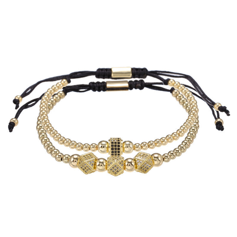 3 sets/lot CZ Paved Octagon Spacer Bracelets for Men Gold Men Bracelets Charms Beads Beyond