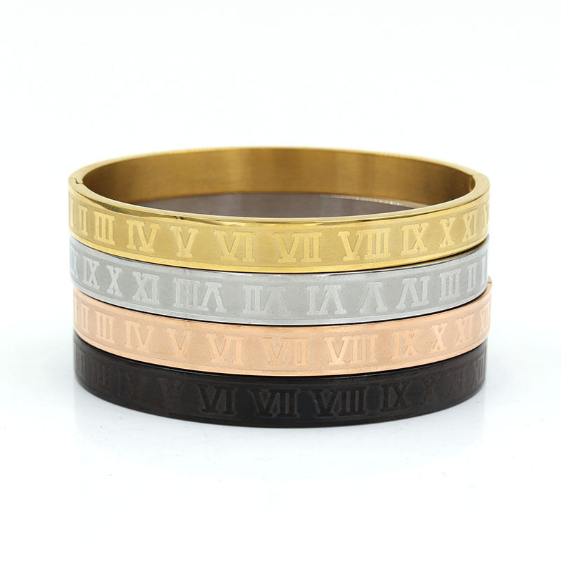 5pcs/lot Roman Numeral Stainless Steel Bangle for Men & Women Men Bracelets On Sale Charms Beads Beyond