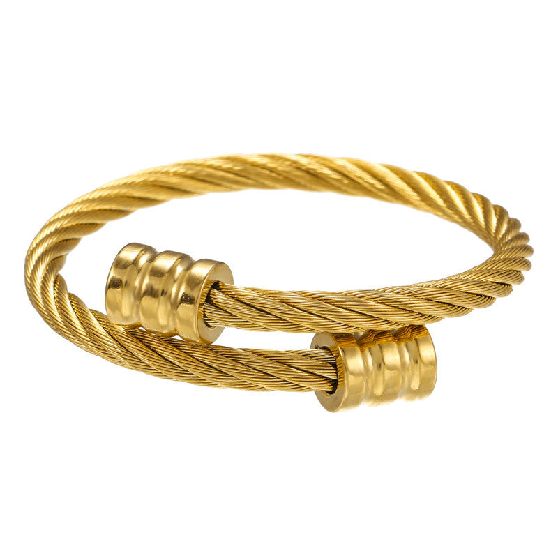 5pcs/lot Fashion Stainless Steel Bangle for Men Gold Men Bracelets Charms Beads Beyond