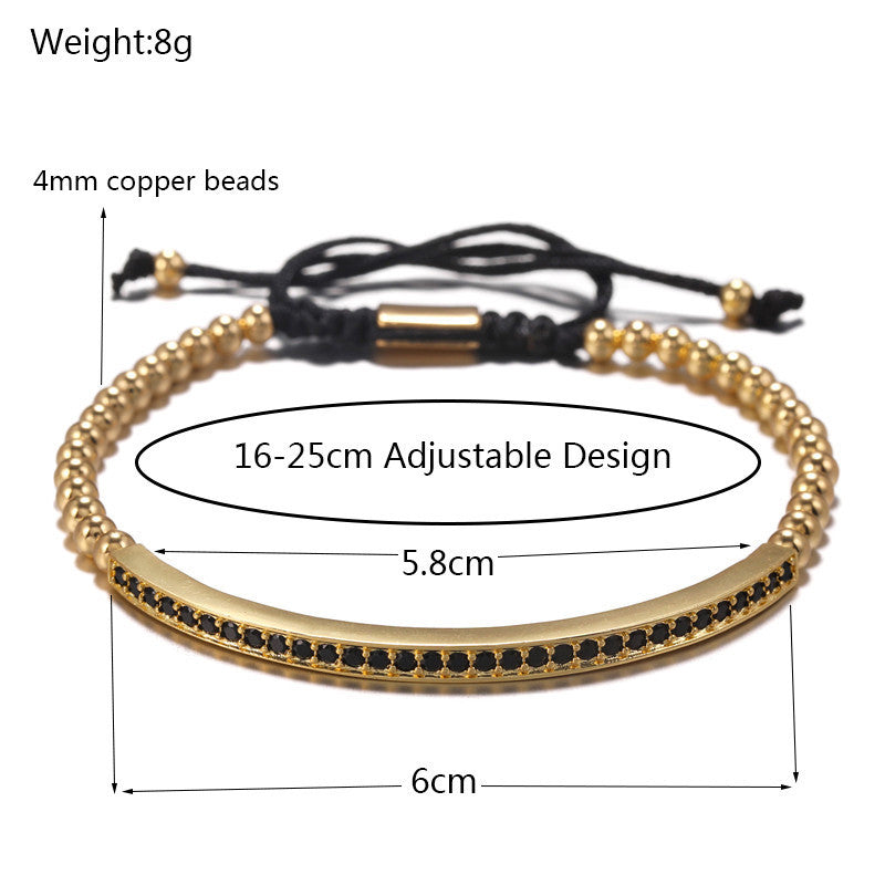 4pcs/set CZ Paved Bracelets & Roman Bangles for Men Men Bracelets Charms Beads Beyond