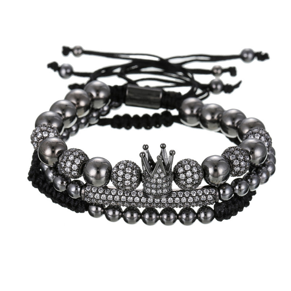 3pcs/set CZ Paved Beads Bracelets for Men Men Bracelets Charms Beads Beyond