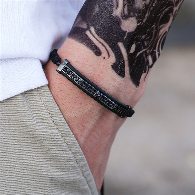 5pcs/lot CZ Paved Curved Bracelets for Men Men Bracelets Charms Beads Beyond
