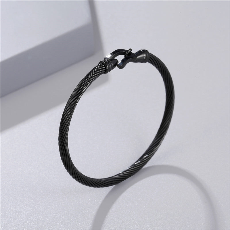 5pcs/lot Fashion Stainless Steel Bangle for Men Black Men Bracelets Charms Beads Beyond