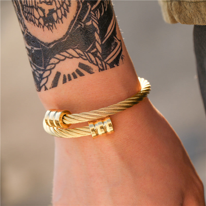 5pcs/lot Fashion Stainless Steel Bangle for Men Men Bracelets Charms Beads Beyond