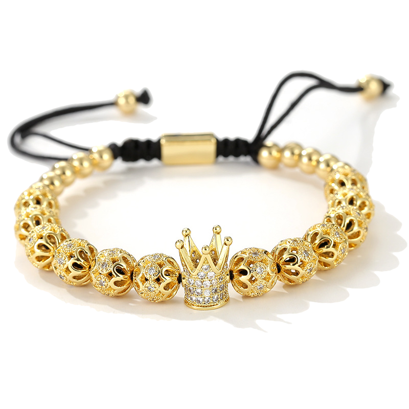 2pcs/lot CZ Paved Hollow Ball Spacer Crown Bracelets for Men Men Bracelets Charms Beads Beyond