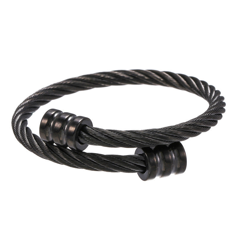 5pcs/lot Fashion Stainless Steel Bangle for Men Black Men Bracelets Charms Beads Beyond