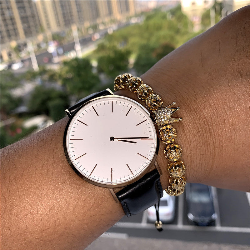 2pcs/lot CZ Paved Hollow Ball Spacer Crown Bracelets for Men Men Bracelets Charms Beads Beyond