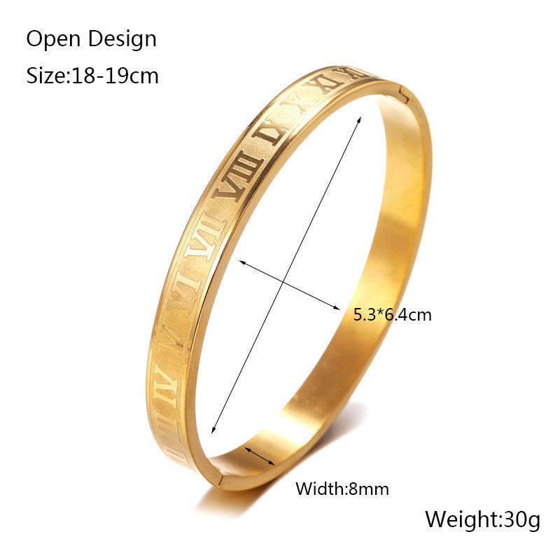 5pcs/lot Roman Numeral Stainless Steel Bangle for Men & Women Men Bracelets On Sale Charms Beads Beyond