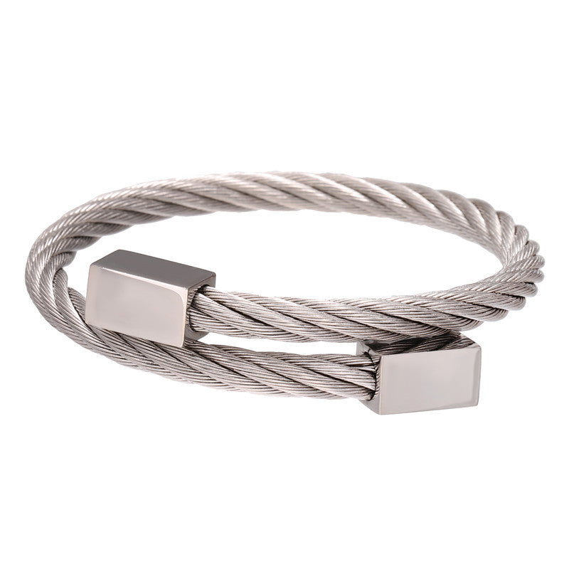 5pcs/lot Fashion Stainless Steel Bangle for Men Silver Men Bracelets Charms Beads Beyond