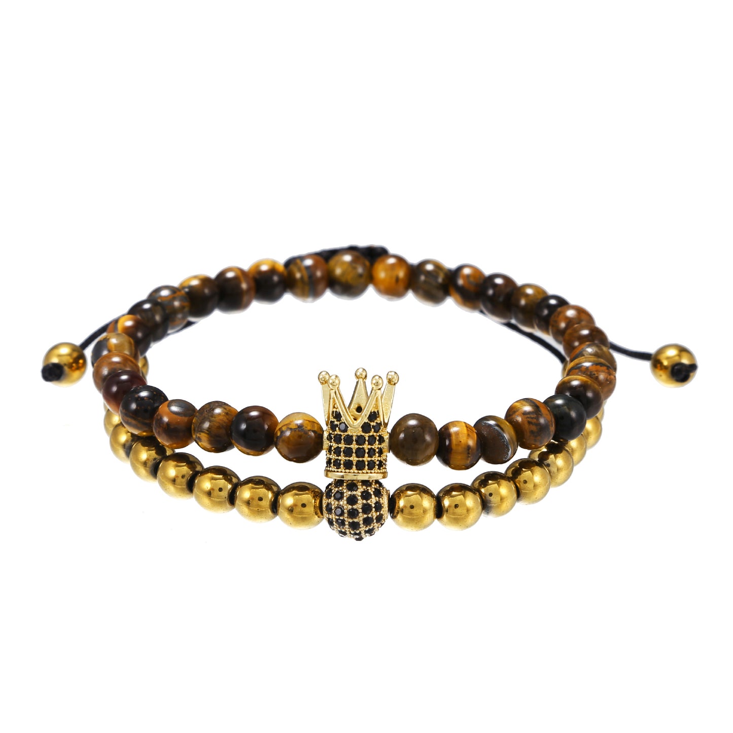 5 sets/lot CZ Paved Spacers Tiger Eye Bracelet for Men Men Bracelets Charms Beads Beyond