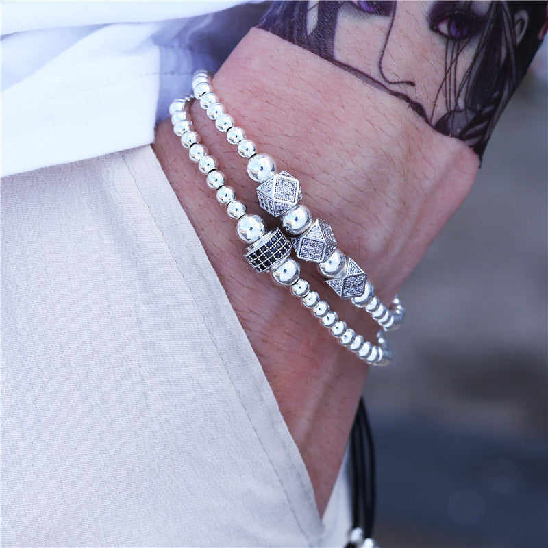 3 sets/lot CZ Paved Octagon Spacer Bracelets for Men Men Bracelets Charms Beads Beyond