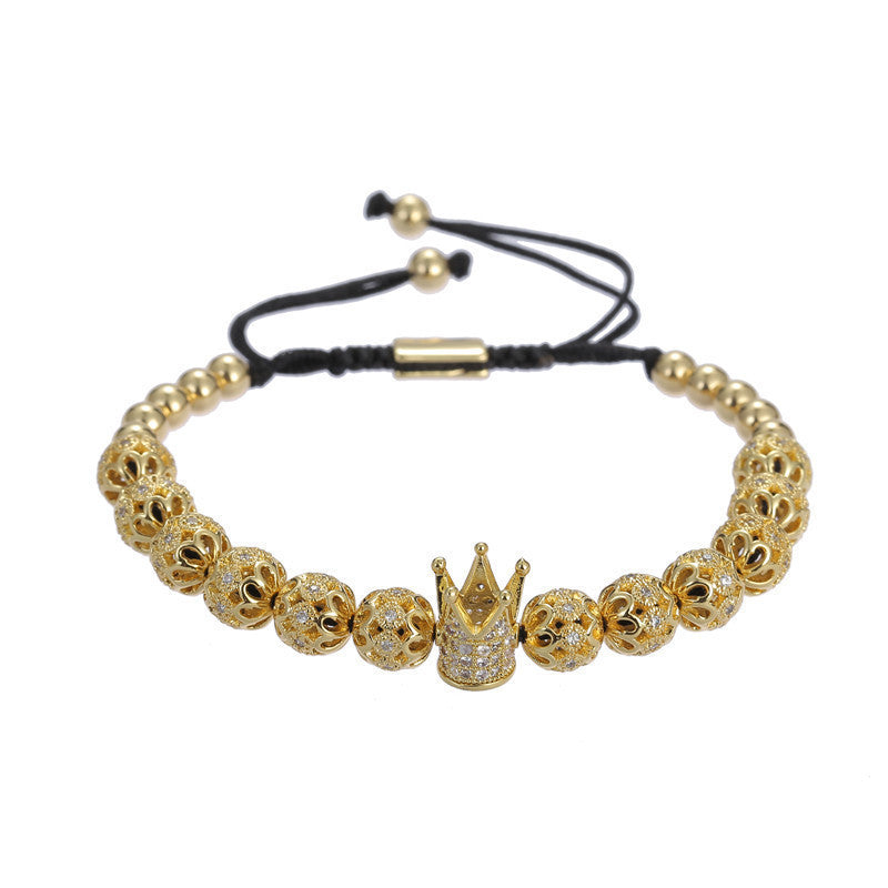 2pcs/lot CZ Paved Hollow Ball Spacer Crown Bracelets for Men Men Bracelets Charms Beads Beyond