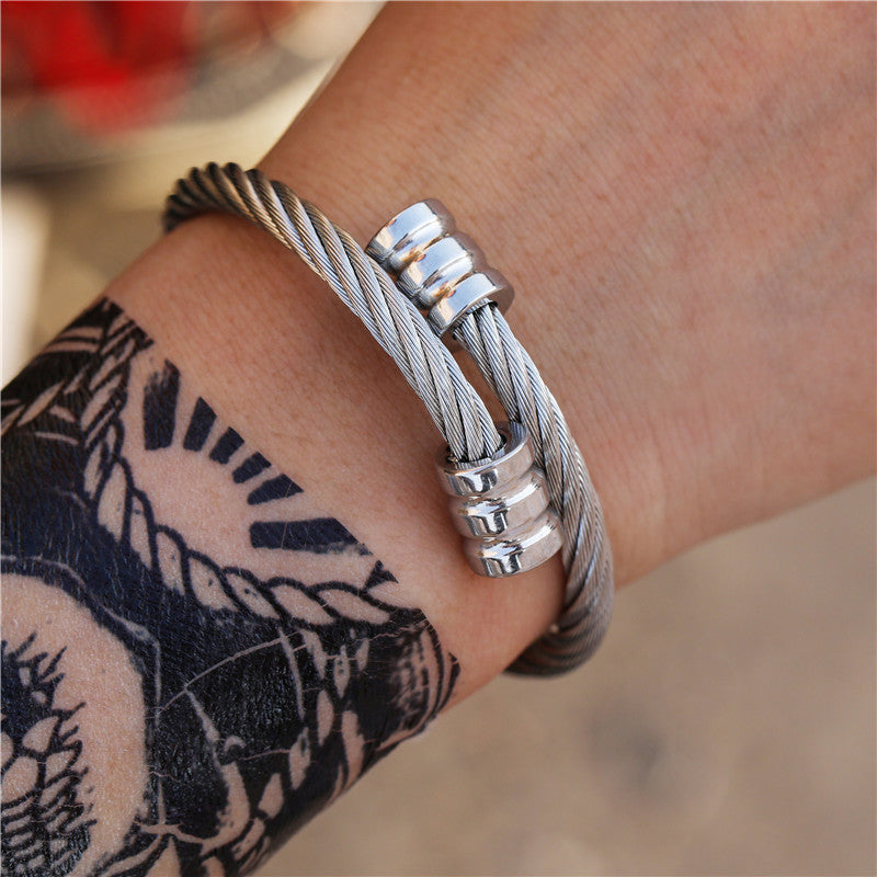 5pcs/lot Fashion Stainless Steel Bangle for Men Men Bracelets Charms Beads Beyond