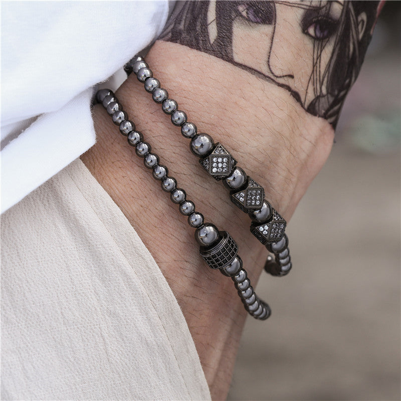 3 sets/lot CZ Paved Octagon Spacer Bracelets for Men Men Bracelets Charms Beads Beyond