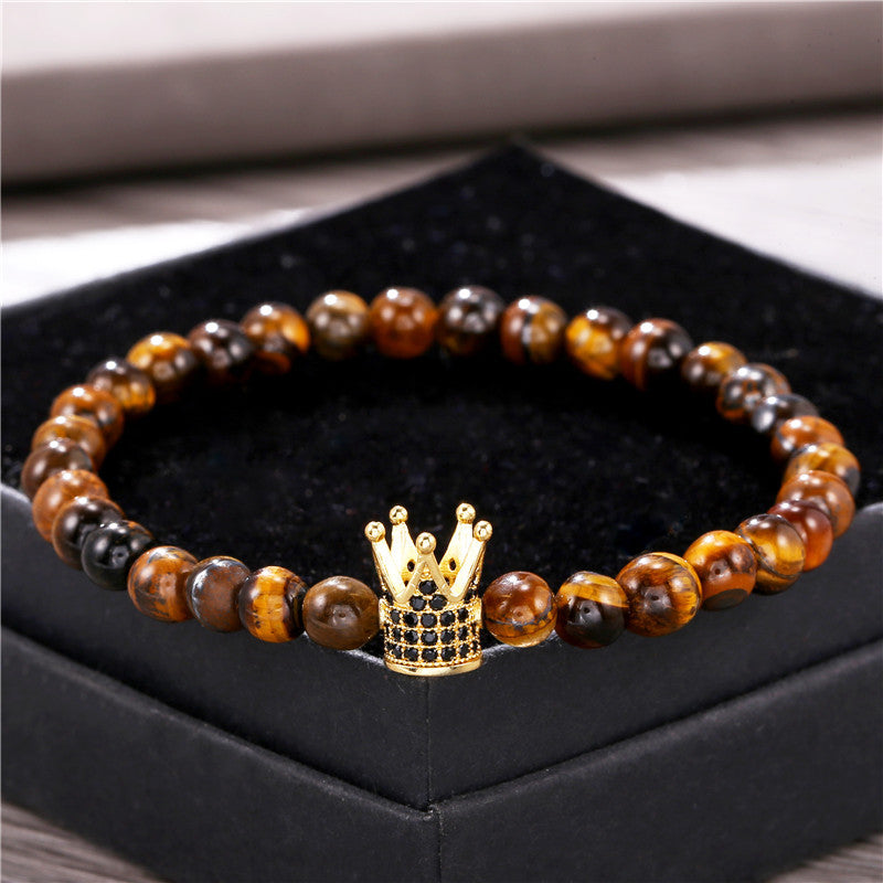 5 sets/lot CZ Paved Spacers Tiger Eye Bracelet for Men Men Bracelets Charms Beads Beyond