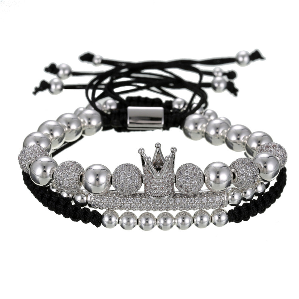 3pcs/set CZ Paved Beads Bracelets for Men Men Bracelets Charms Beads Beyond