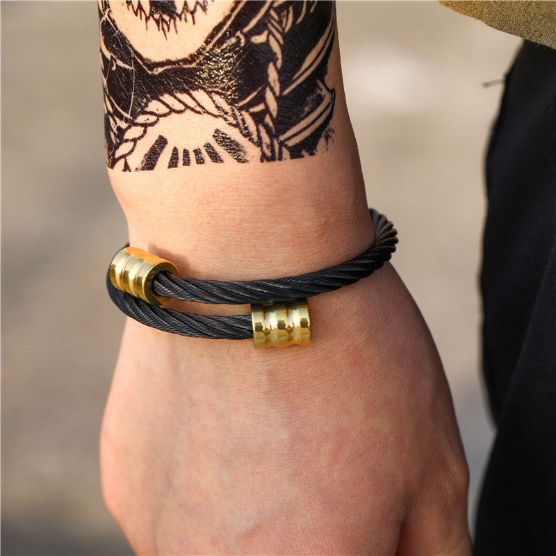 5pcs/lot Fashion Stainless Steel Bangle for Men Men Bracelets Charms Beads Beyond