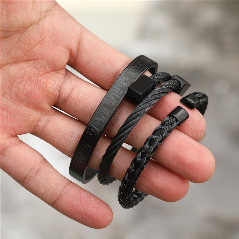3pcs/set Stainless Steel Roman Bracelets & Bangles for Men Men Bracelets Charms Beads Beyond