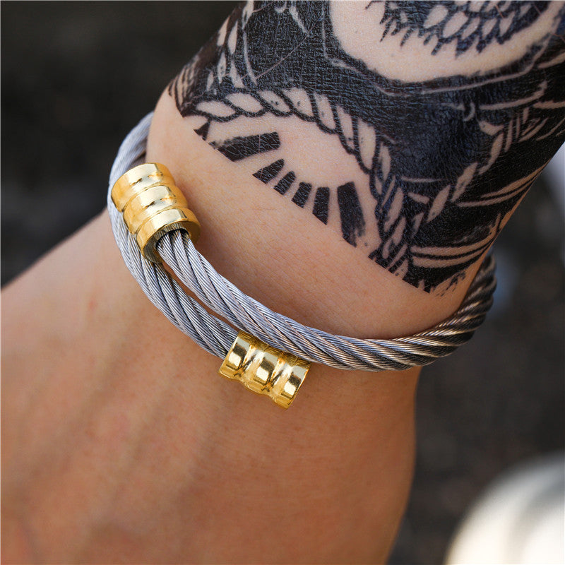 5pcs/lot Fashion Stainless Steel Bangle for Men Men Bracelets Charms Beads Beyond