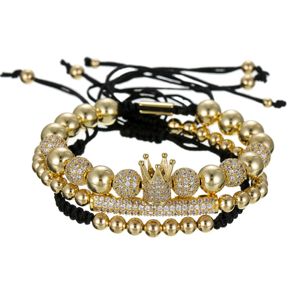 3pcs/set CZ Paved Beads Bracelets for Men Men Bracelets Charms Beads Beyond
