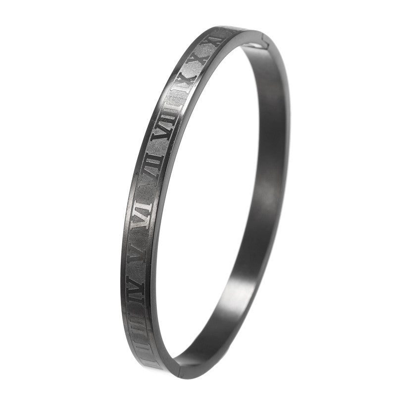 5pcs/lot Roman Numeral Stainless Steel Bangle for Men & Women Black-5pcs Men Bracelets On Sale Charms Beads Beyond