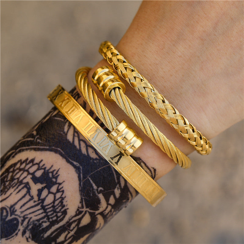 3pcs/set Stainless Steel Roman Bracelets & Bangles for Men Men Bracelets Charms Beads Beyond