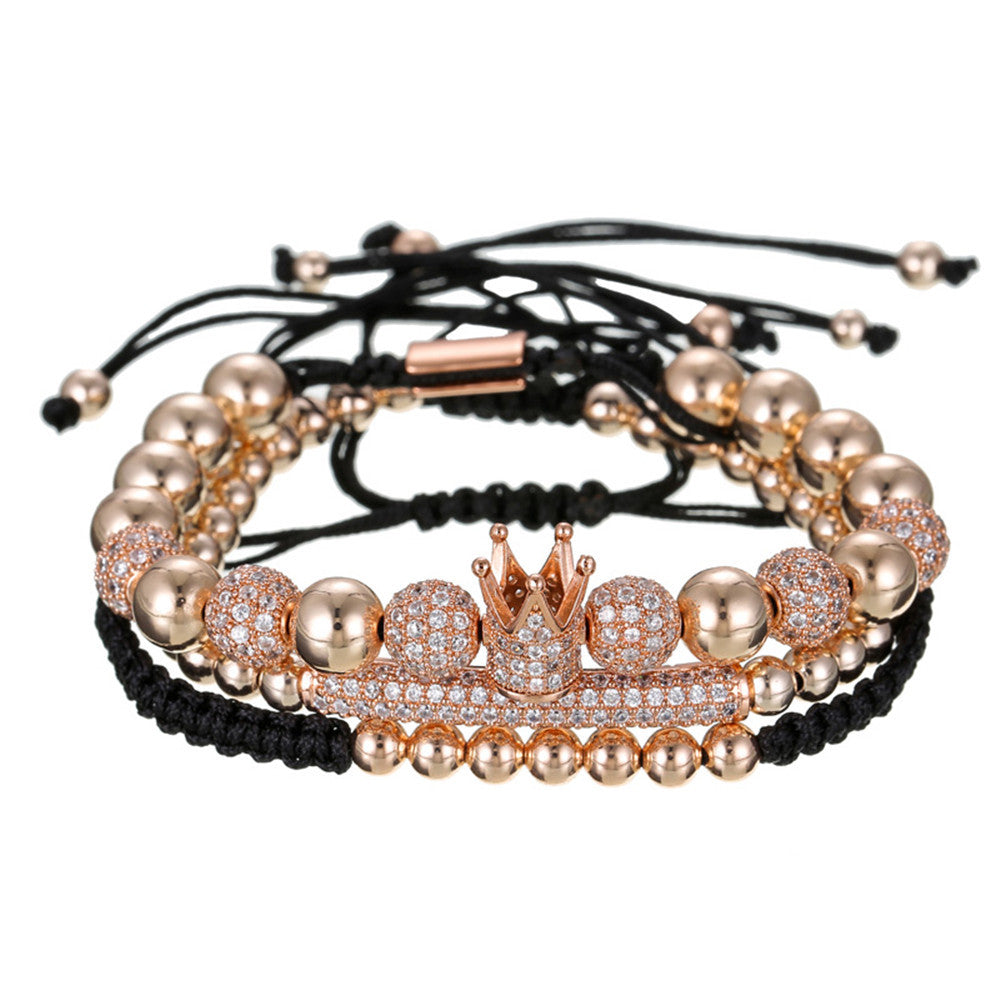 3pcs/set CZ Paved Beads Bracelets for Men Men Bracelets Charms Beads Beyond