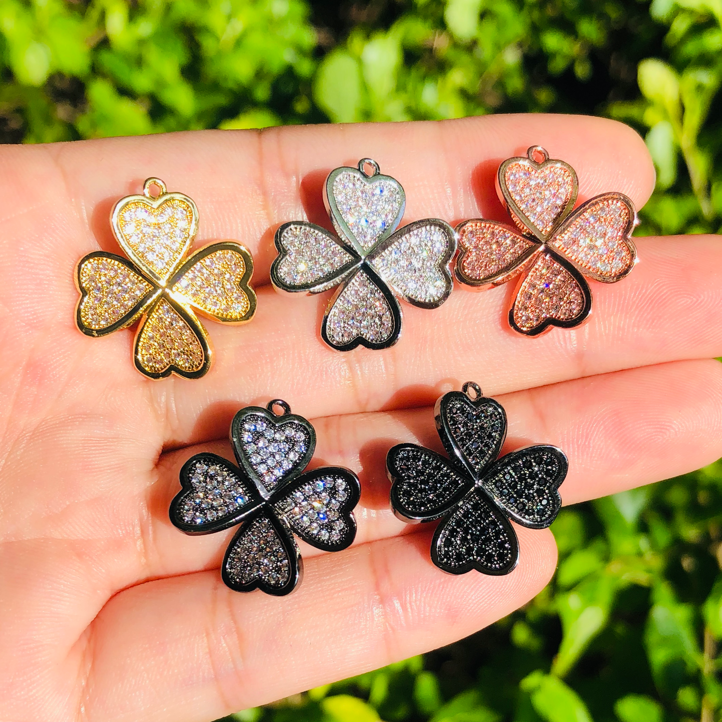 10pcs/lot 18mm CZ Paved Flower Charms Mix Color CZ Paved Charms Flowers Charms Beads Beyond