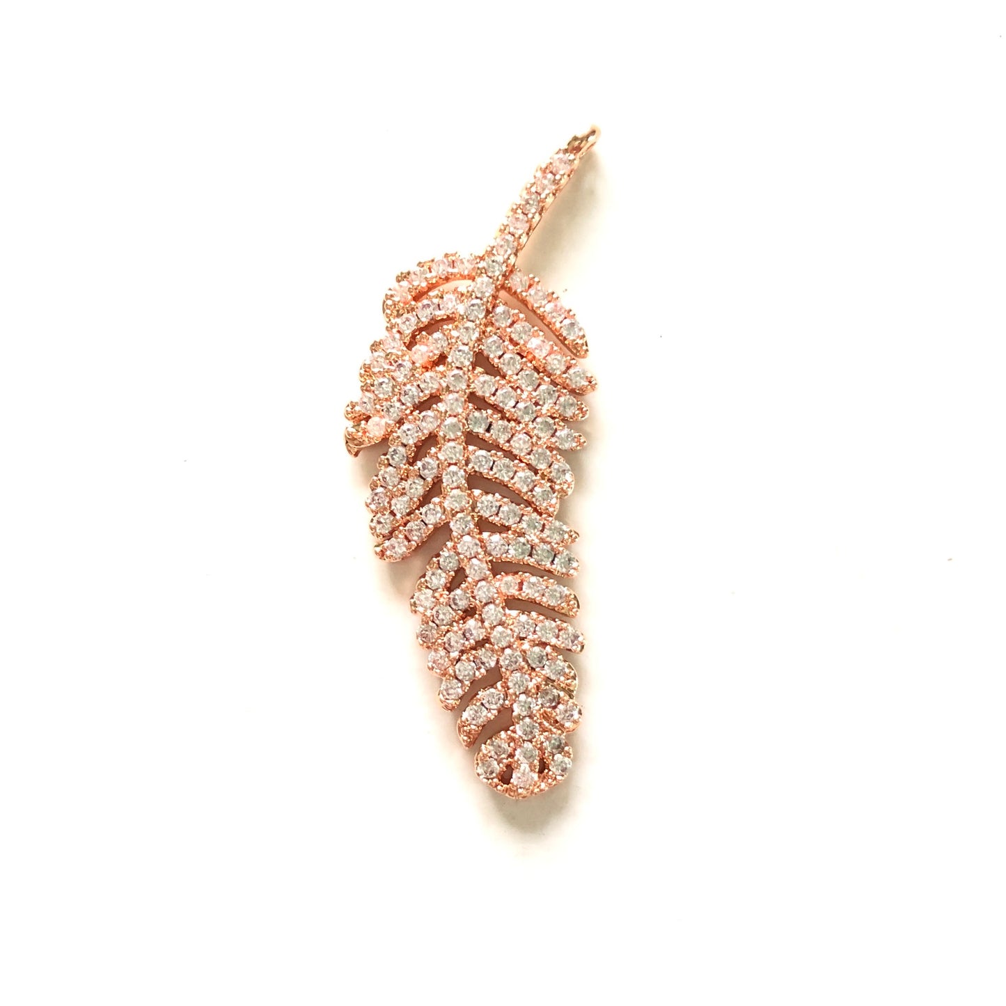 10pcs/lot 42*14.5mm CZ Paved Feather Charms Rose Gold CZ Paved Charms Feathers Charms Beads Beyond