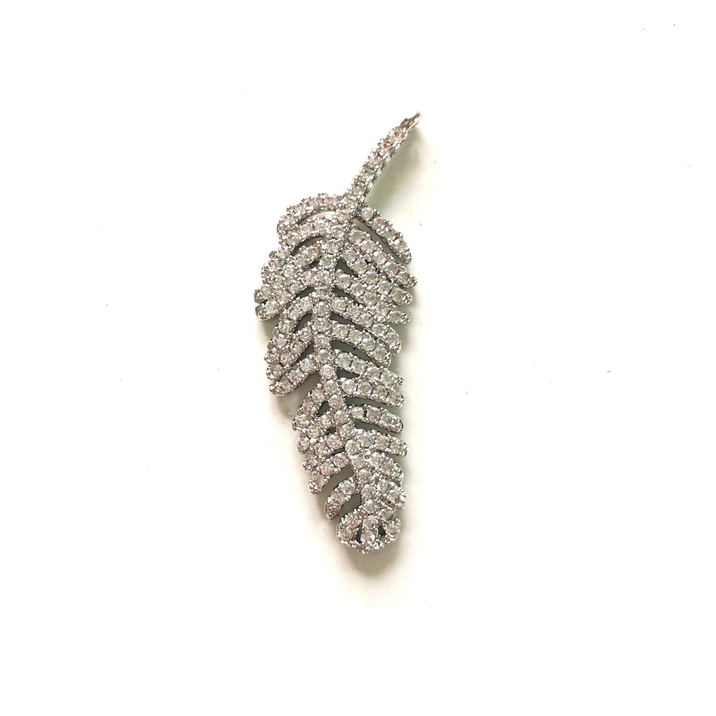 10pcs/lot 42*14.5mm CZ Paved Feather Charms Silver CZ Paved Charms Feathers Charms Beads Beyond