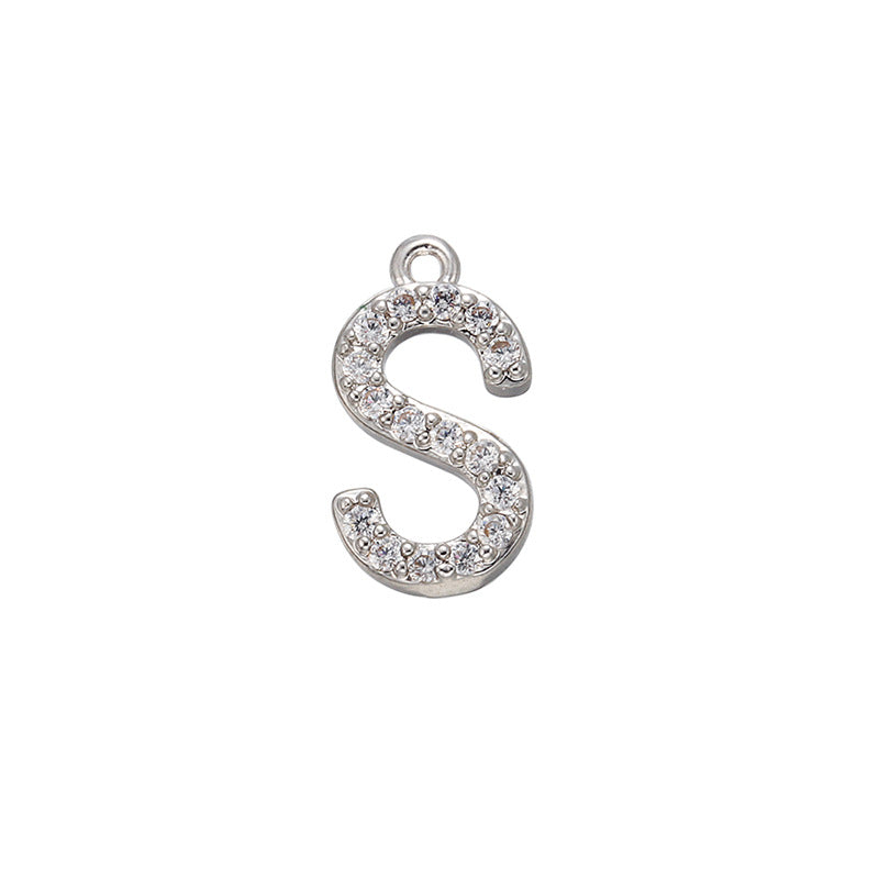 26pcs/lot 15*12mm CZ Paved Initial Letter Alphabet Charms-Gold & Silver CZ Paved Charms Initials & Numbers Small Sizes Charms Beads Beyond