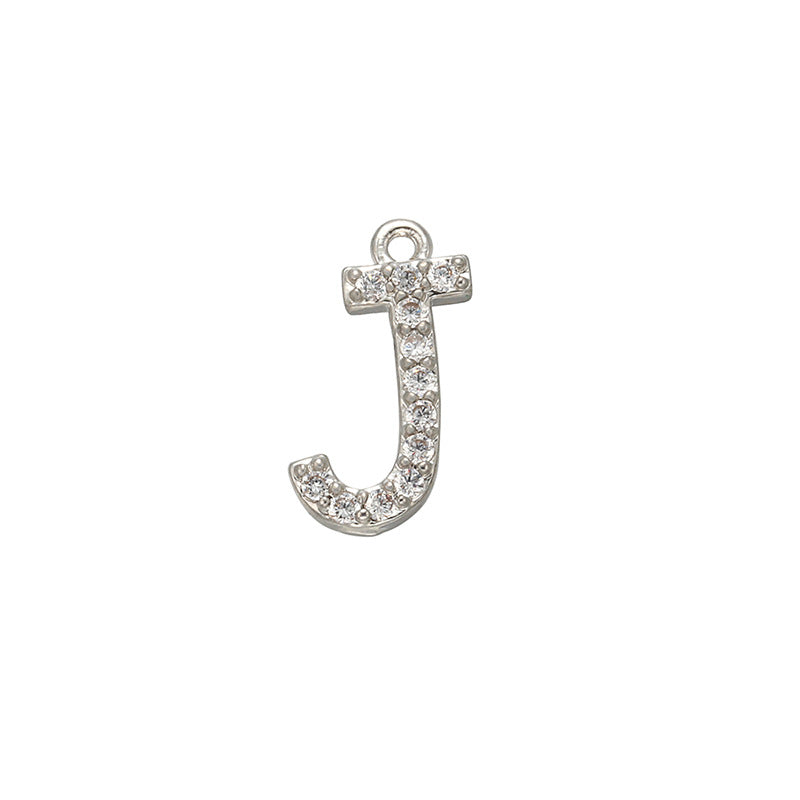 26pcs/lot 15*12mm CZ Paved Initial Letter Alphabet Charms-Gold & Silver CZ Paved Charms Initials & Numbers Small Sizes Charms Beads Beyond