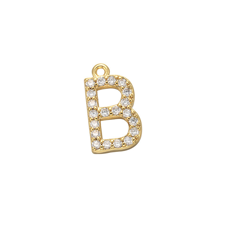 26pcs/lot 15*12mm CZ Paved Initial Letter Alphabet Charms-Gold & Silver CZ Paved Charms Initials & Numbers Small Sizes Charms Beads Beyond