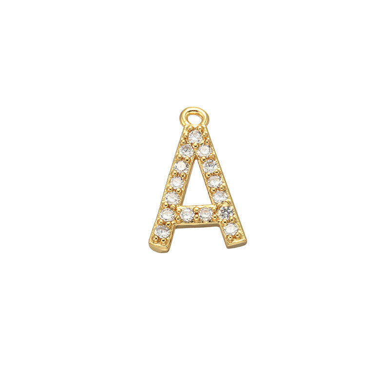 26pcs/lot 15*12mm CZ Paved Initial Letter Alphabet Charms-Gold & Silver CZ Paved Charms Initials & Numbers Small Sizes Charms Beads Beyond